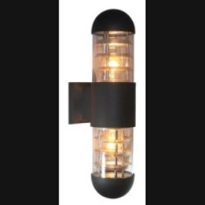 Double Round Wall Light Black
