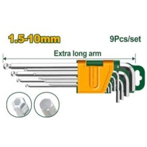 JDHK2292 BALL POINT HEX KEY EX LONG 9PCS